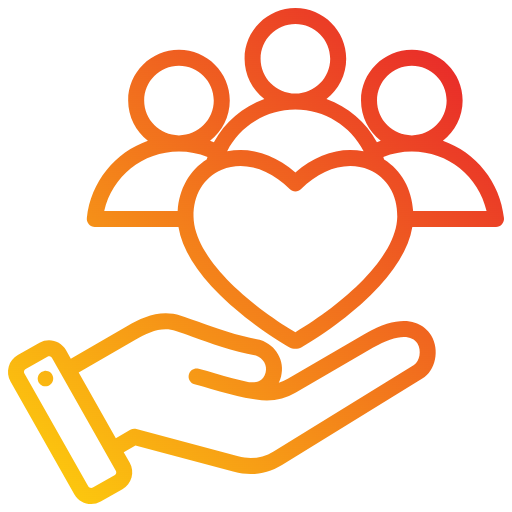Icon showing hand offering heart to community group - Digital Fiducia