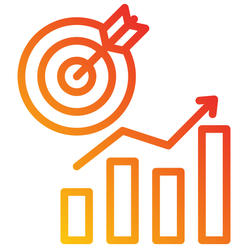 Result-oriented strategies icon showing growth chart and target achievement - Digital Fiducia